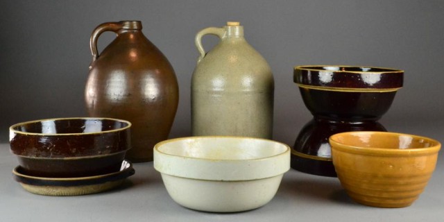 (8) American Salt Glazed Jugs & BowlsIncluding