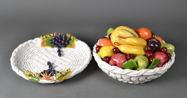 Two Italian Pottery Fruit Basket 17228f