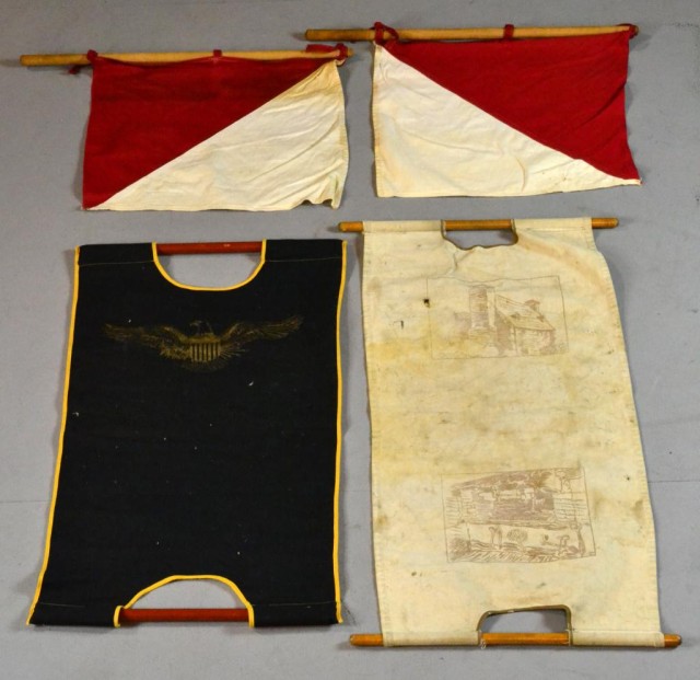 (3) Pcs. Semaphore Flags and Wood