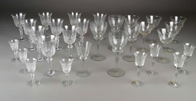 (29) CRYSTAL & ETCHED GLASS STEMWAREVarious