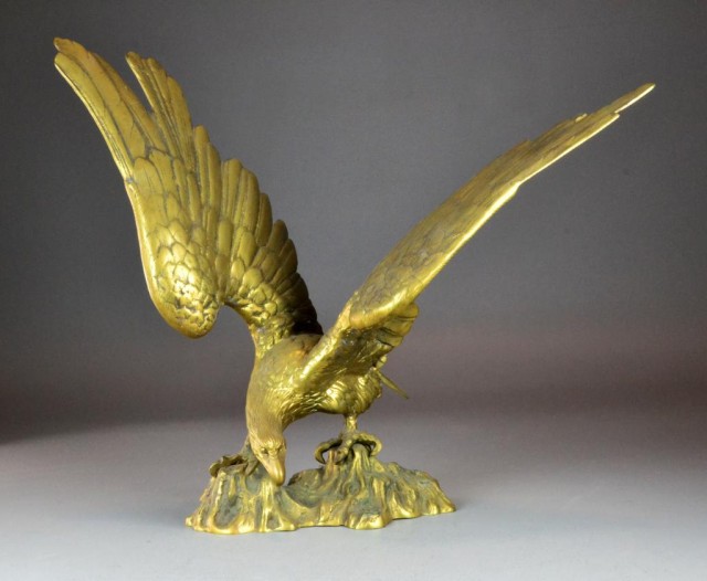 Large American Bronze Or Brass EaglePerched