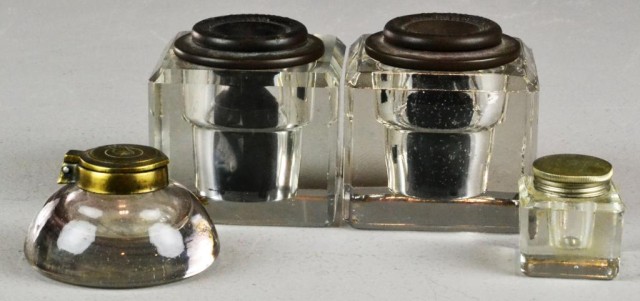  4 Victorian Glass Ink WellsFour 172320