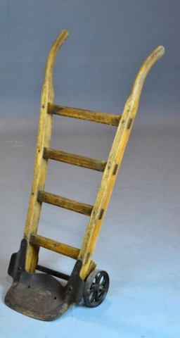 Antique Oak Dolly with Cast Iron 172336