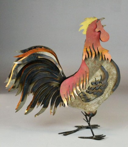 Metal Rooster With Weighted TailRepresenting