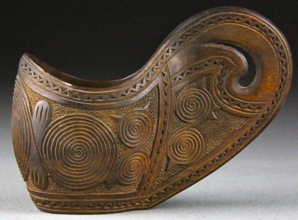 A Scandinavian Carved Wood KovshFinely