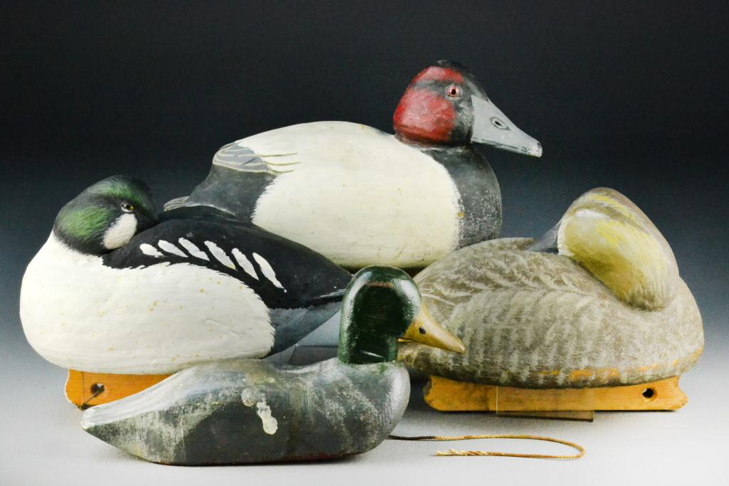 (4) Duck Decoys - SignedPolychrome painted