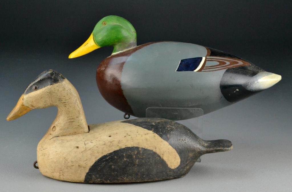  2 Early Decorative Wooden Duck 172407