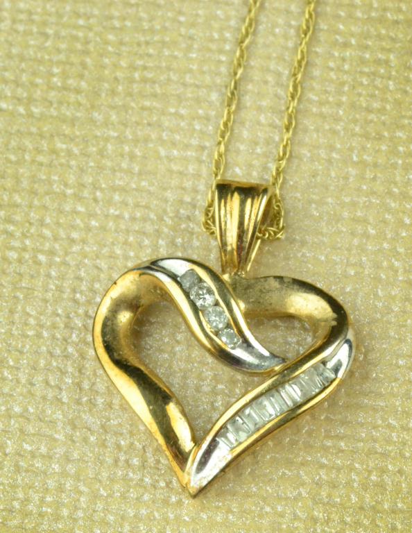 Ladies 10K Heart Necklace with DiamondsHeart-shaped10K