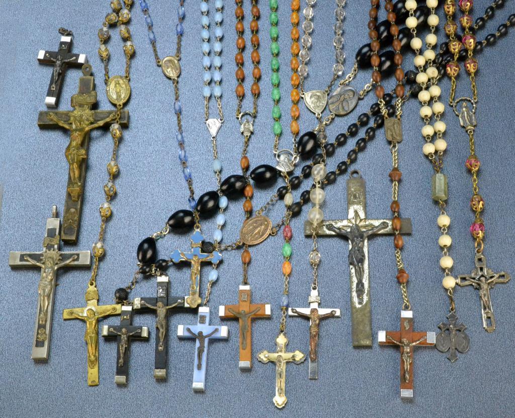 (14) Antique Rosaries and CrucifixesTo