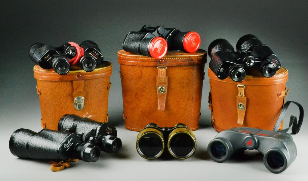 (6) Pair Binoculars and Leather