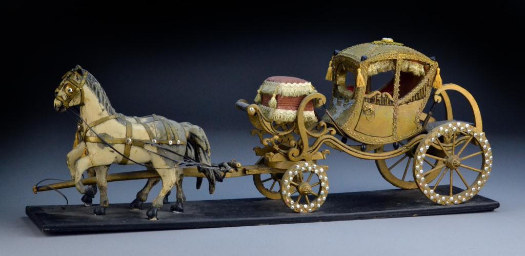 American Folk Art Horse And CarriageCarved 1724ae