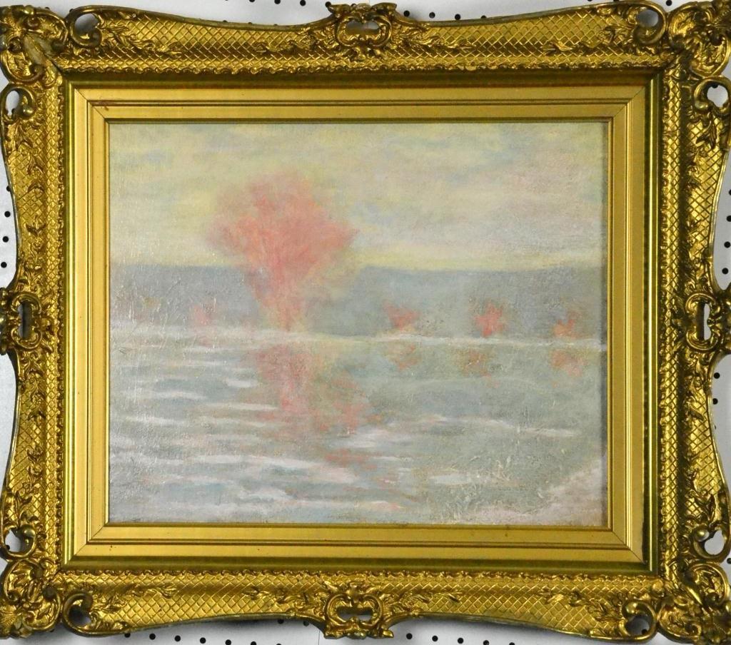 Oil on CanvasboardDepicting a lake 1724bb