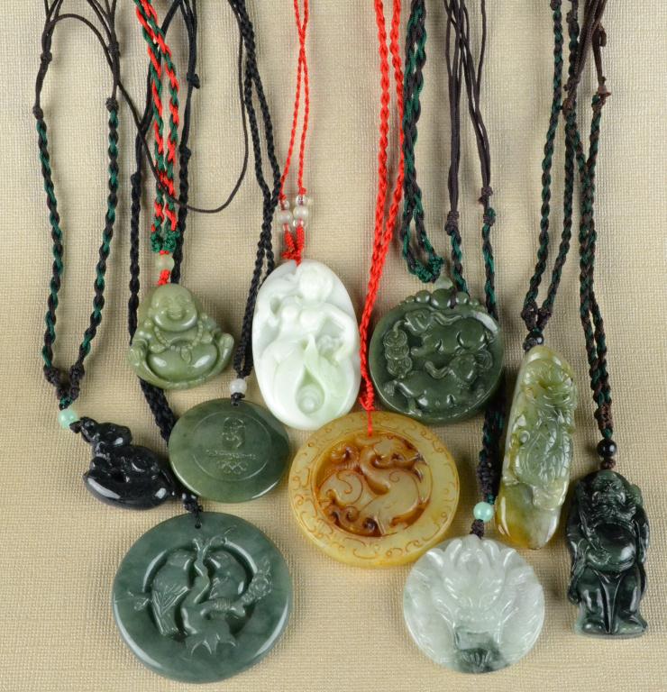 (10) Chinese Carved Jade PendantsCarved