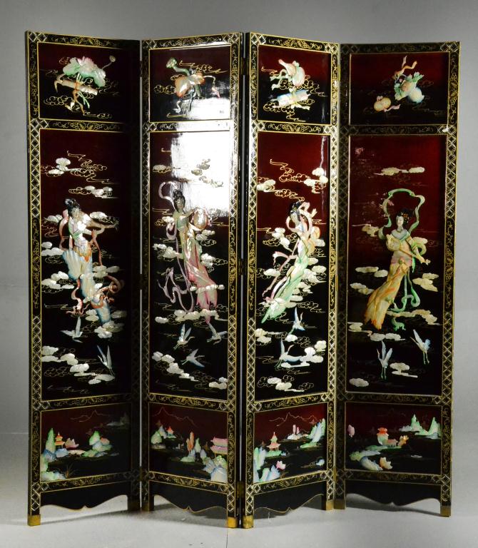 Chinese Lacquered ScreenPainted 1724d3