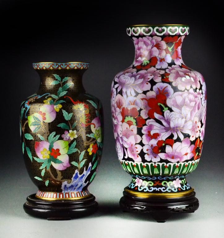 (2) Chinese Cloisonne Vases with
