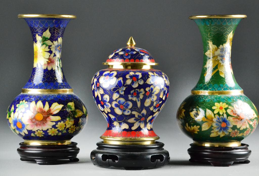 (3) Chinese Cloisonne VasesTwo
