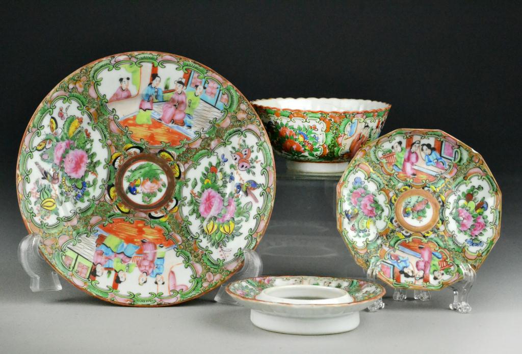  4 Chinese Export Porcelain Rose 1724fd