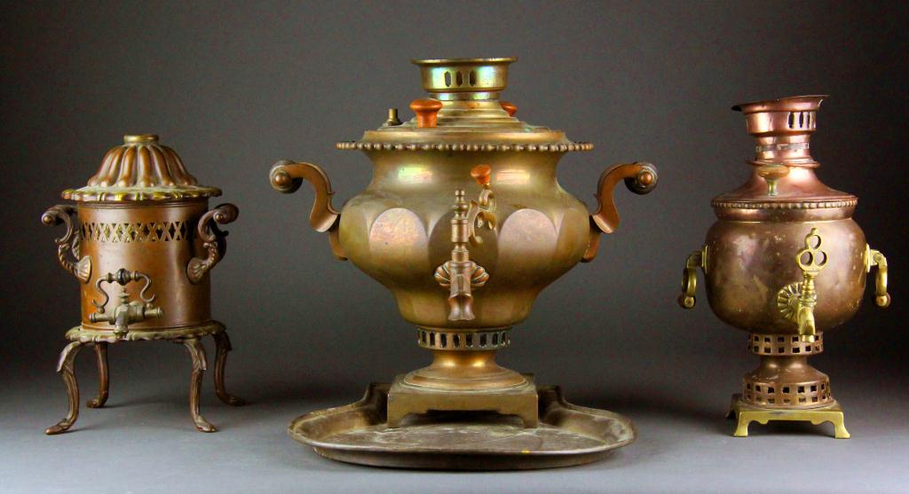 (3) Regency Brass Samovars and