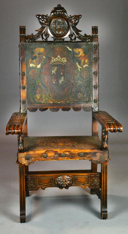 Exceptional Carved Wood and Leather 17255c