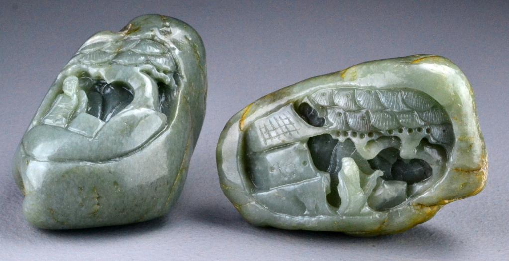  2 Chinese Qing Carved Jade BouldersBoth 172597