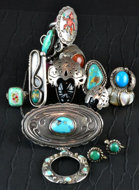  14 Pcs Mexican Sterling JewelryConsisting 1725b1