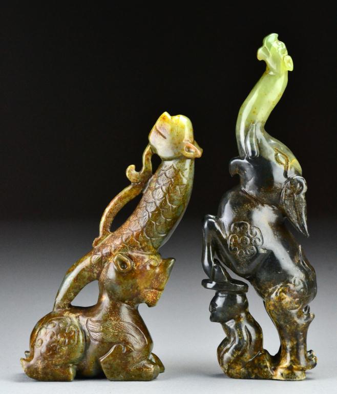 (2) Chinese Carved Jade FiguresOne