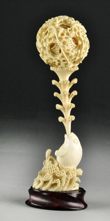 Chinese Carved Ivory Puzzle Ball on