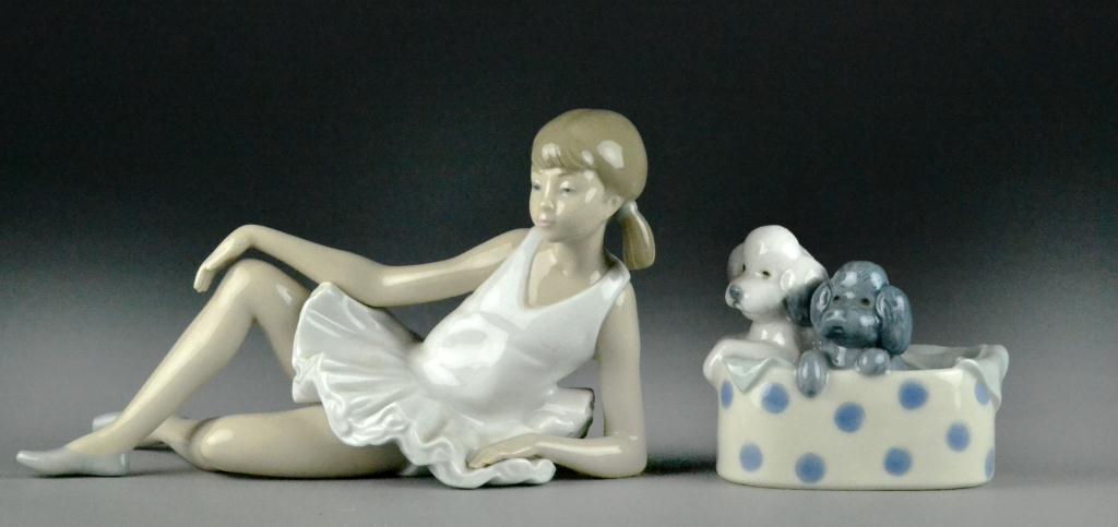 (2) Lladro NAO FiguresDepicting a reclining