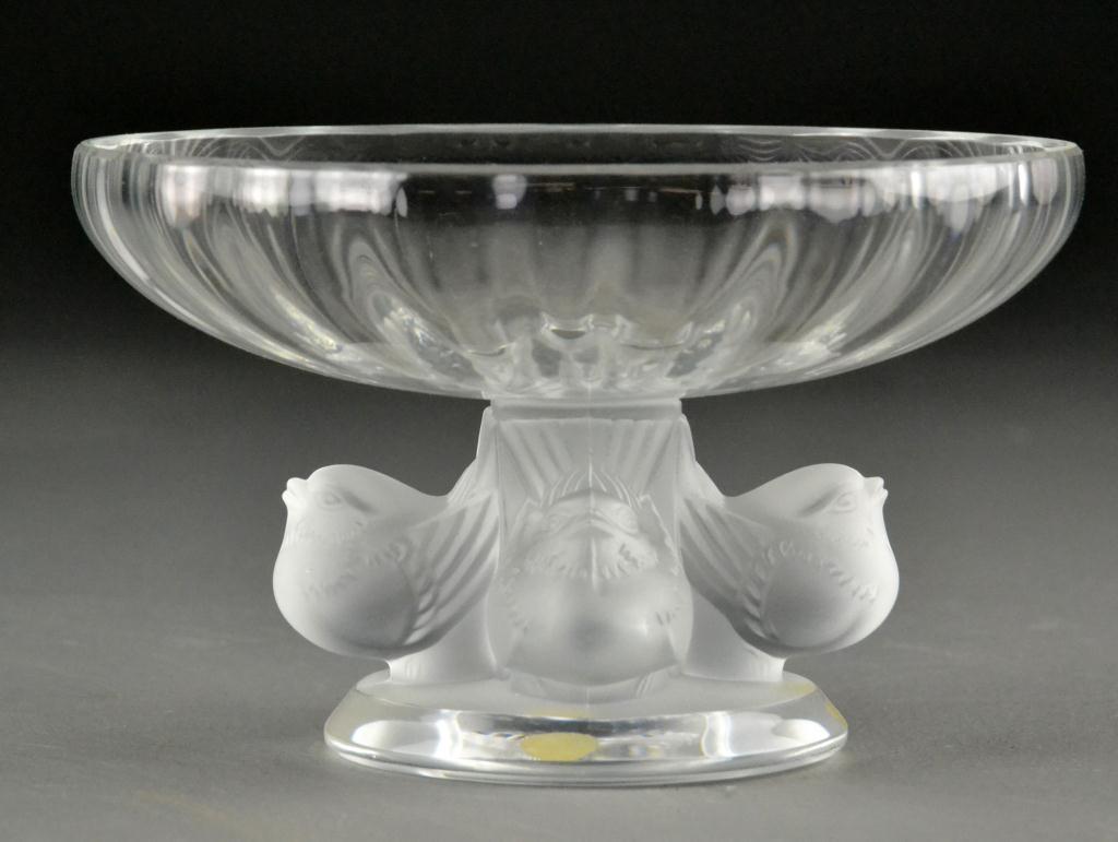 Lalique Crystal Bowl with Bird 17263a