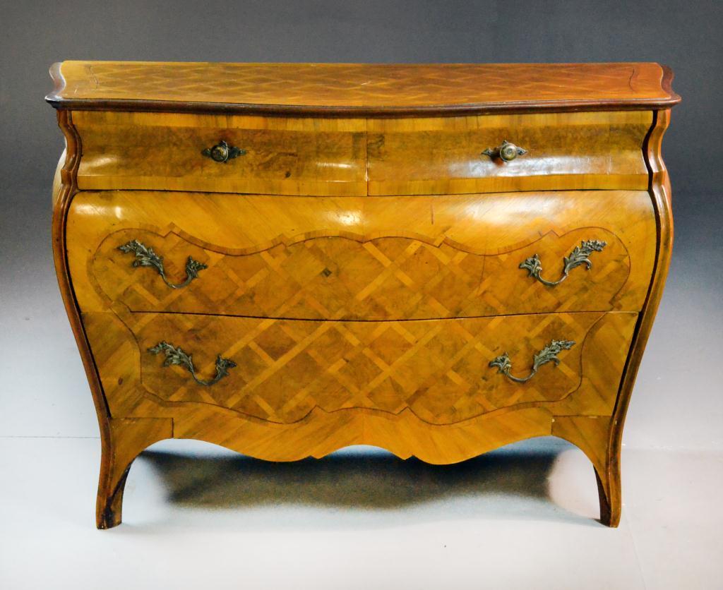 A Dutch Marquetry Bomb ChestBow front 172661