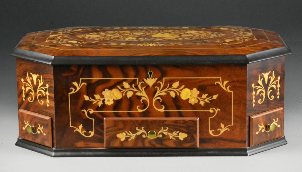 Large Marquetry Jewelry BoxOverall floral
