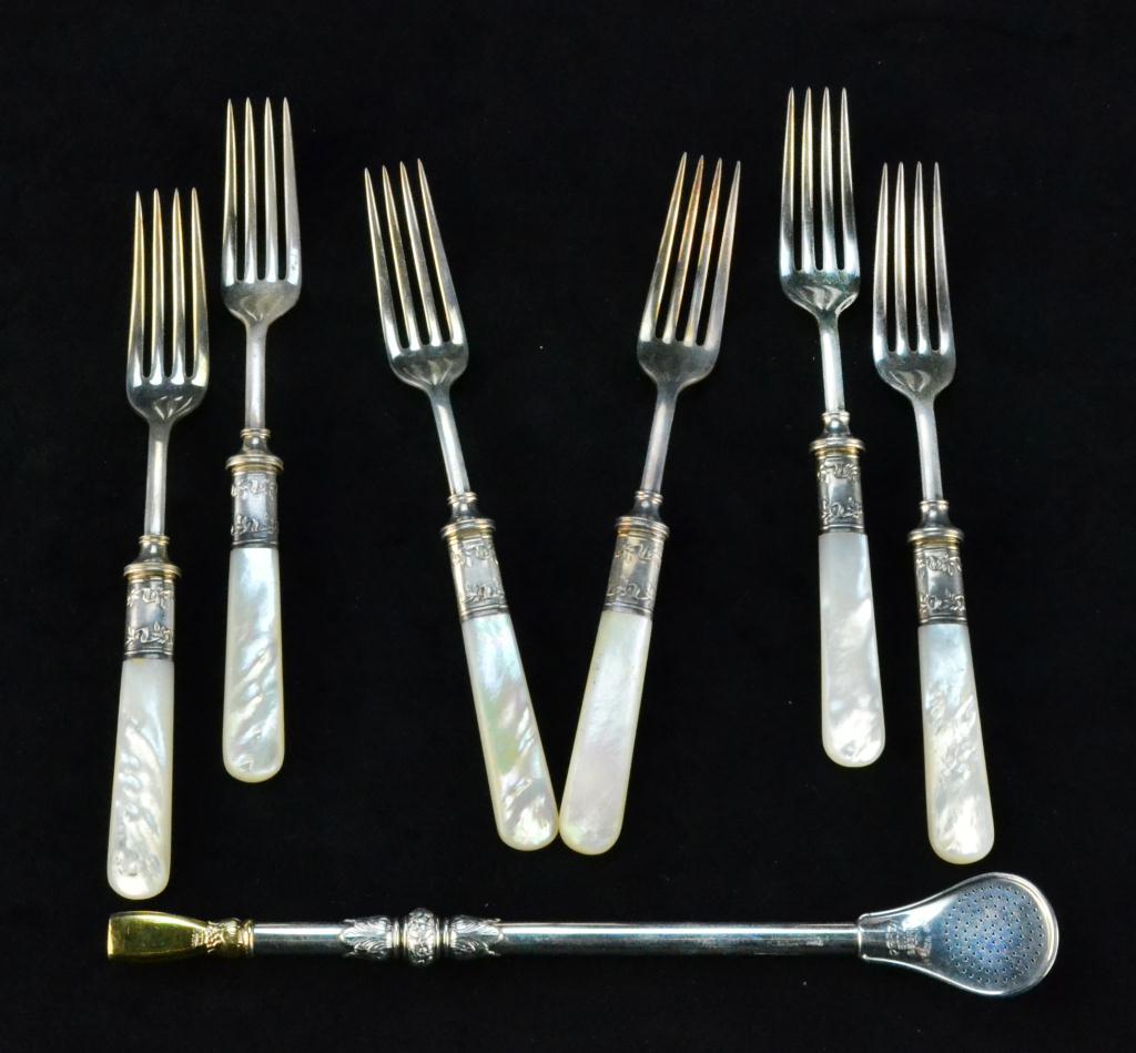  7 MOP Silver Dessert Forks  172691