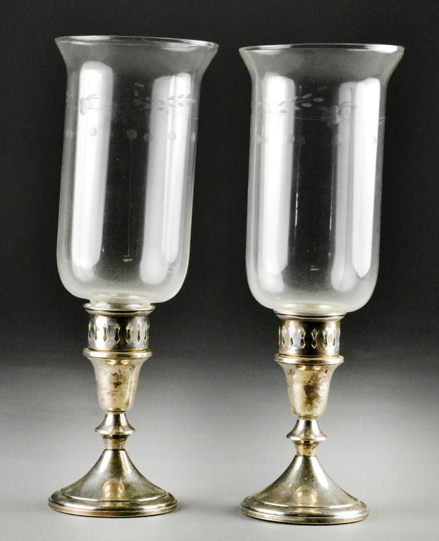 Pair of Sterling and Glass Weighted 172692