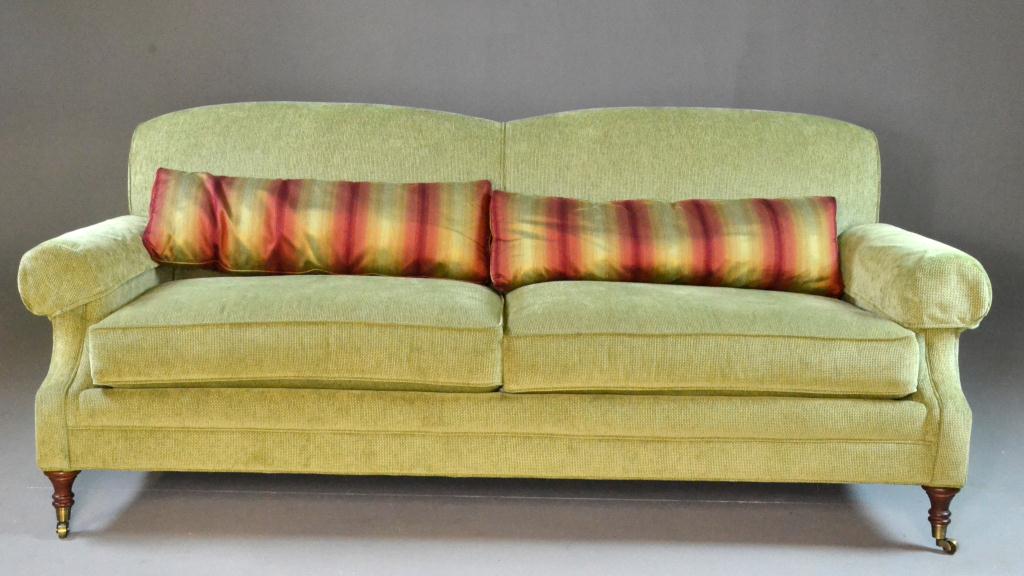 (3) Green Chenille Couch with Striped