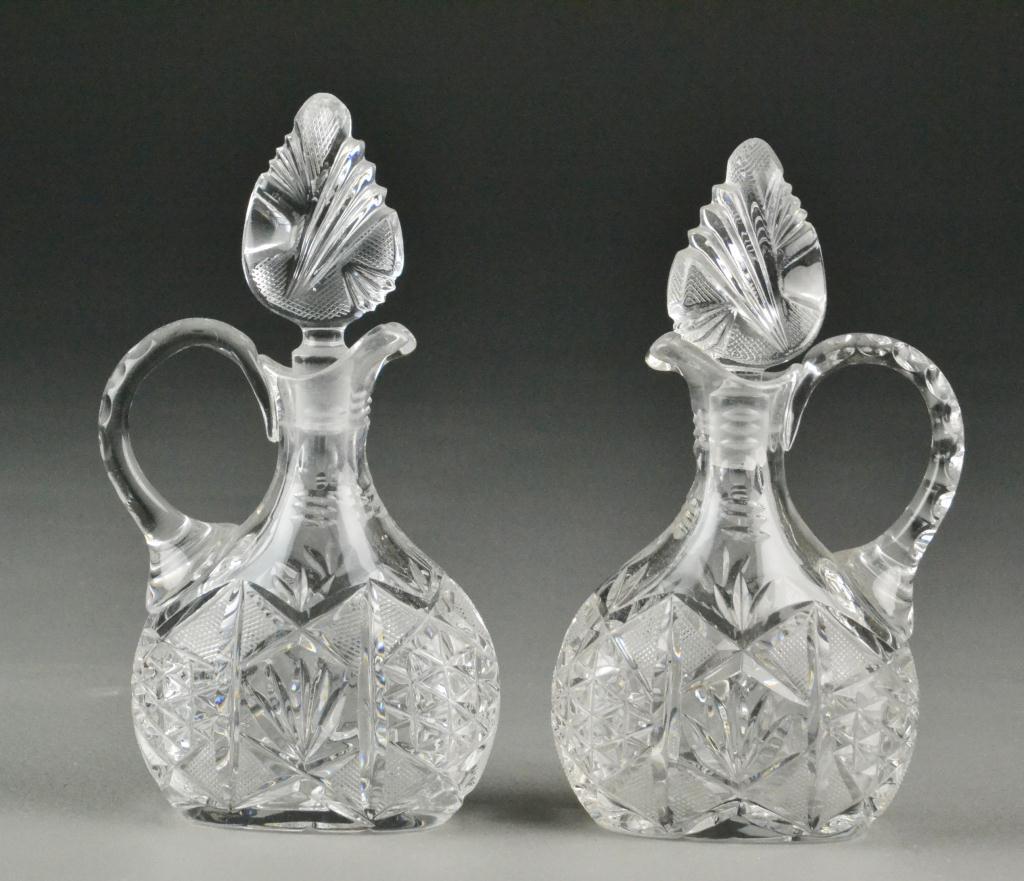 Pair of Cut Crystal Cruets & PitcherCruets