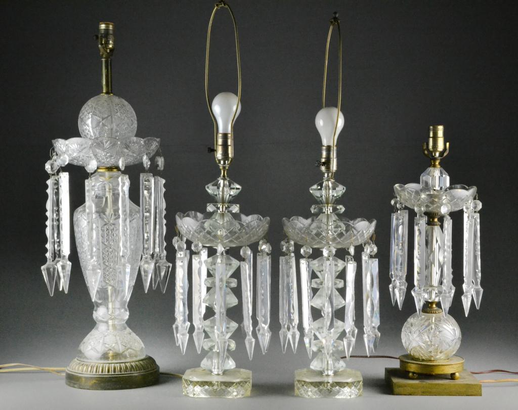  4 Clear Glass Lamps with PrismsConsisting 172705