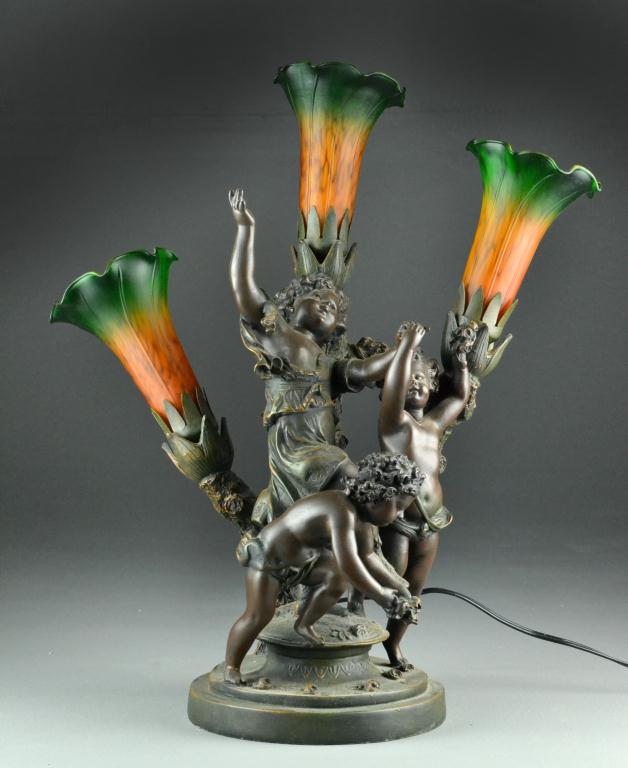 Art Nouveau 3 Light Floriform LampDepicting 172712