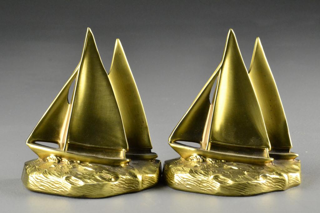 Pair of Bronze Sailboat BookendsEach 172722