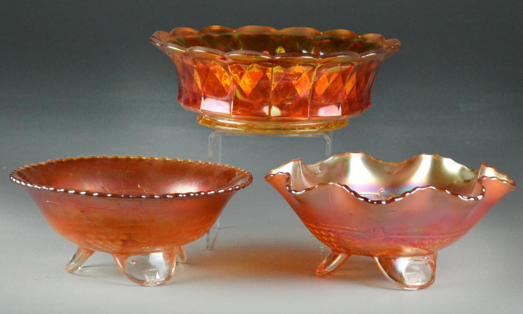  3 Carnival Glass Bowls GrapevineMatching 172729