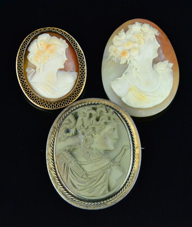  3 Victorian Cameos Incl Pompeii 17273f