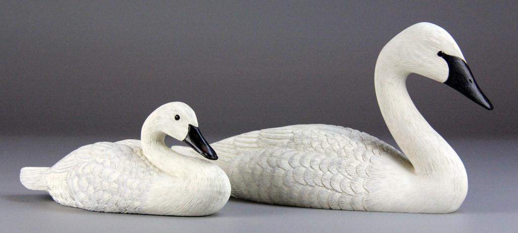  2 Bud Wheeler Finely Carved Swan 172743