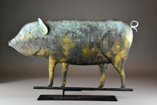 An American Copper Pig WeathervaneMolded