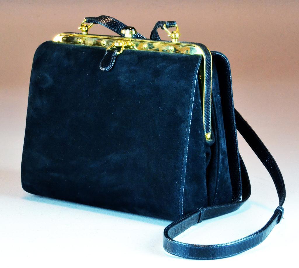 Judith Leiber Black Suede Purse & Coin