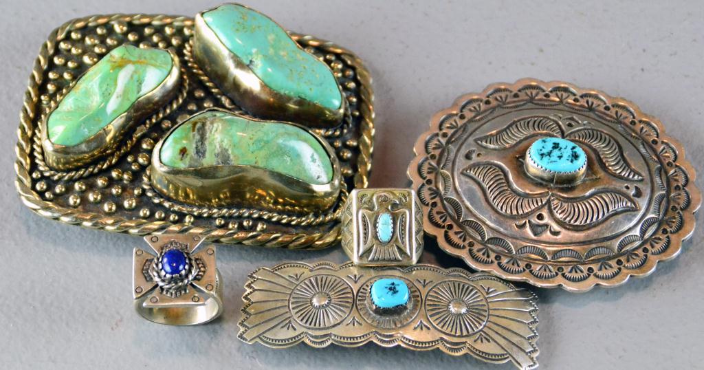  5 Pcs Silver Turquoise Native 1727bf