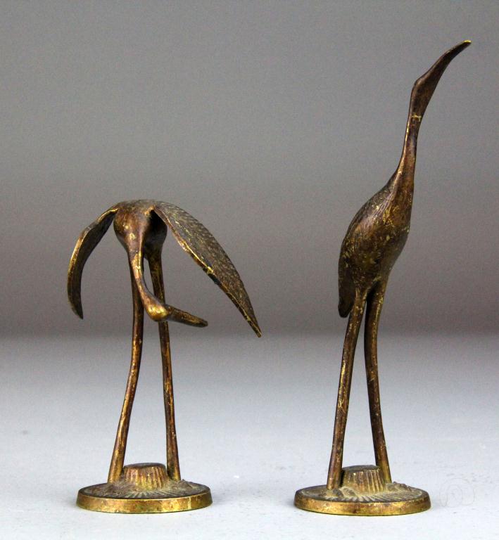 Pair of Art Deco Gilt Metal CranesFinely 1727ed