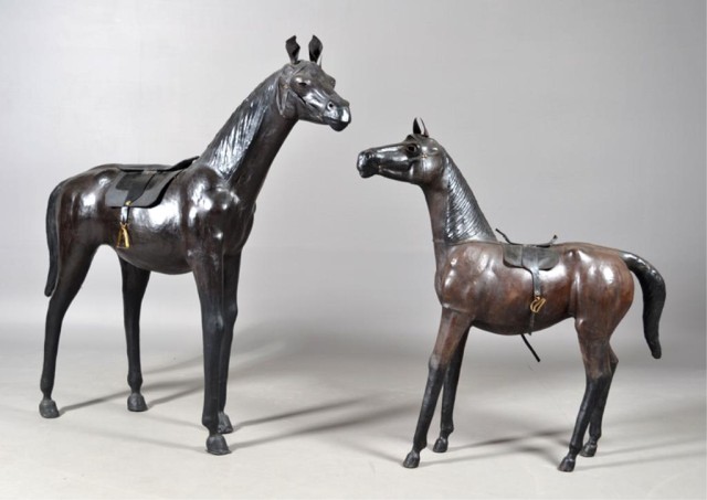  2 Lifesize Leather Covered HorsesBoth 17282e