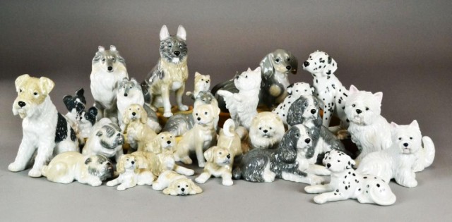 (26) Porcelain Dogs FigurinesDepicting