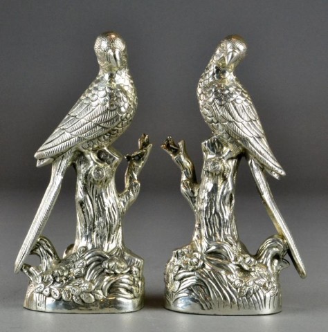  2 Pcs Antique Silvered Parrot 172893