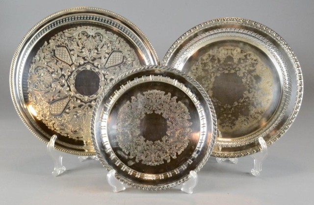  3 Silver Plated Serving TraysTo 172895
