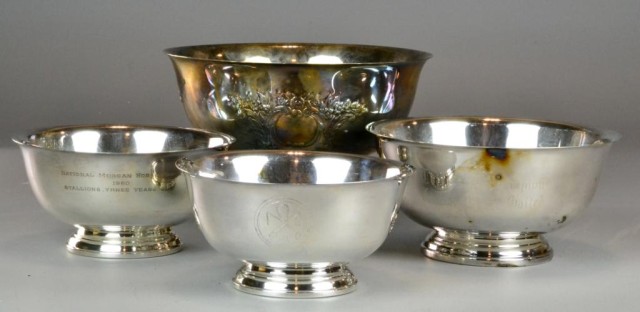 (4) Silverplate Trophy & PunchbowlsThree